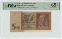 Germany - Third Reich 5 Reichsmark 1942 PMG 65 EPQ Gem UNC