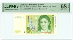Germany - FRG 5 Deutsche Mark 1991 PMG 68 EPQ Superb Gem UNC