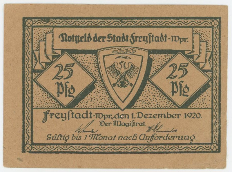 Germany - Weimar Republic West Prussia Stadt Freystadt 25 Pfennig 1920

Grabow...