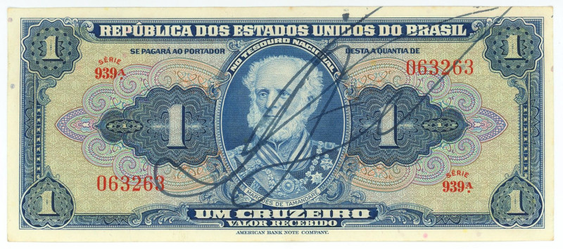 Brazil 1 Cruzeiro 1944 (ND)

P# 132a, N# 203473; # 939A 063263; UNC-