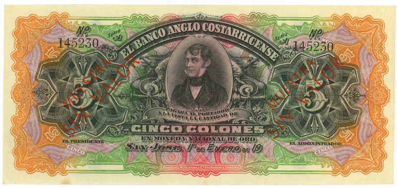 Costa Rica Banco Anglo Costarricense 10 Colones 1903 Specimen

P# S122s, N# 22...