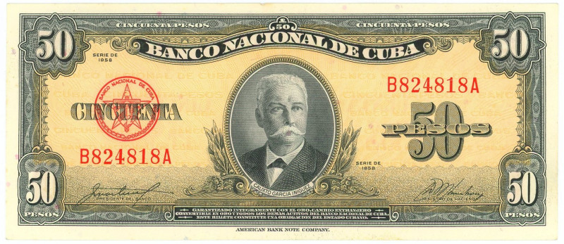 Cuba 50 Pesos 1958

P# 81b, N# 205094; # B824818A; UNC