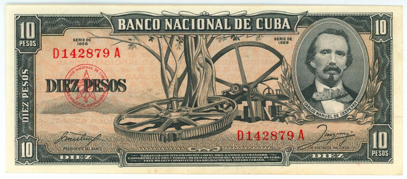 Cuba 10 Pesos 1958

P# 88b, N# 205093; # D142879A; UNC