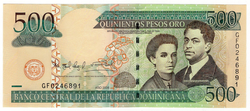 Dominican Republic 500 Pesos 2006

P# 179, N# 295724; # GF0246891; UNC