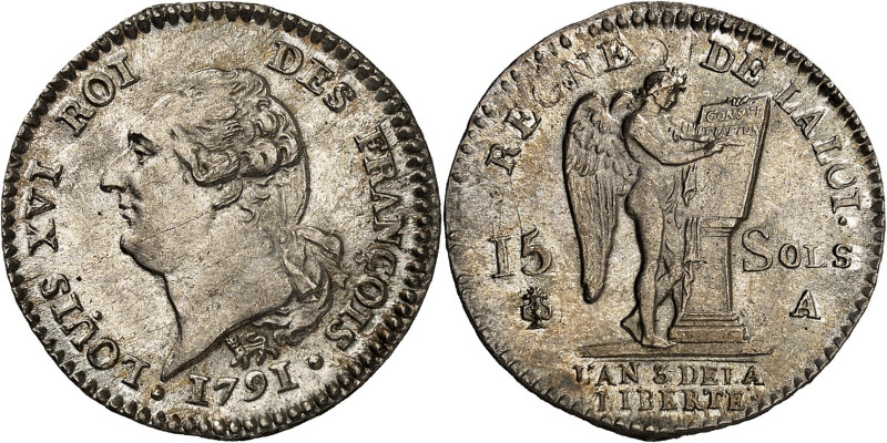 FRANCE / CAPÉTIENS - FRANCE / ROYAL
Constitution (1791-1792). 15 sols FRANÇOIS 1...