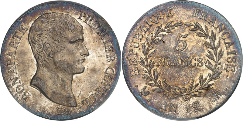 FRANCE
Consulat (1799-1804). 5 francs Bonaparte An 12 (1804), A, Paris.
Av. BONA...