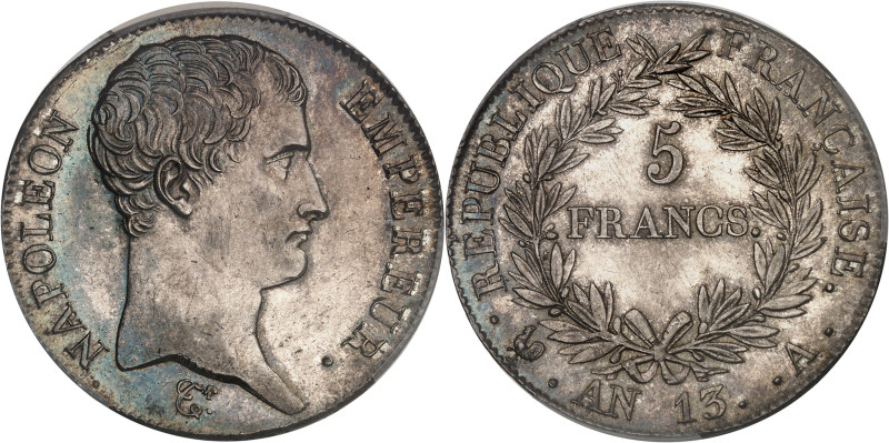 FRANCE
Premier Empire / Napoléon Ier (1804-1814). 5 francs tête nue, calendrier ...