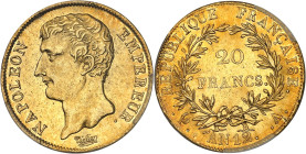 FRANCE
Premier Empire / Napoléon Ier (1804-1814). 20 francs Empereur, type intermédiaire An 12 (1803-1804), A, Paris.
Av. NAPOLEON EMPEREUR. Tête nue ...