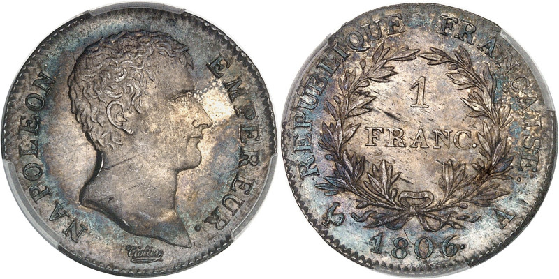 FRANCE
Premier Empire / Napoléon Ier (1804-1814). 1 franc Empereur, calendrier g...