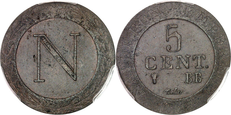 FRANCE
Premier Empire / Napoléon Ier (1804-1814). 5 centimes Napoléon Empereur 1...