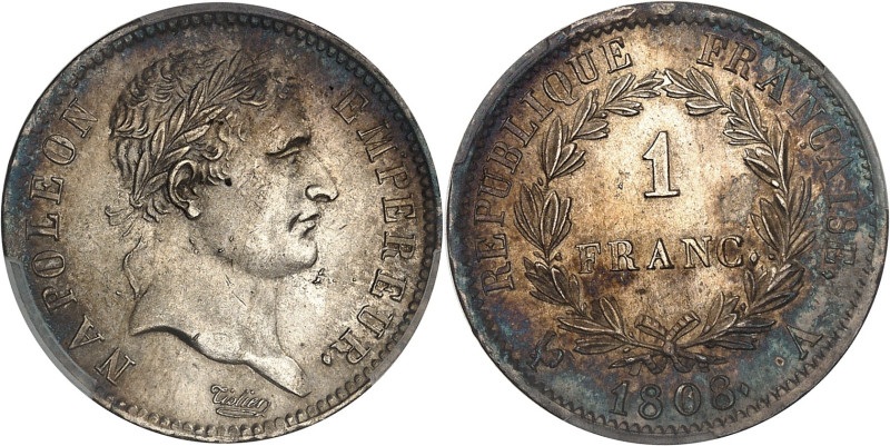 FRANCE
Premier Empire / Napoléon Ier (1804-1814). 1 franc République 1808, A, Pa...