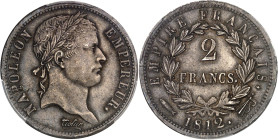 FRANCE
Premier Empire / Napoléon Ier (1804-1814). 2 francs Empire 1812, Utrecht.
Av. NAPOLEON EMPEREUR. Tête laurée à droite, signature TIOLIER. 
Rv. ...