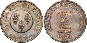 FRANCE
Gouvernement provisoire de 1814 (1er avril au 2 mai 1814). Module de 5 francs, François Ier d’Autriche à Paris, refrappe postérieure 1814 (aprè...