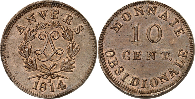 FRANCE
Louis XVIII (1814-1824). 10 centimes siège d’Anvers 1814 R, Anvers (ateli...