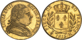 FRANCE
Louis XVIII (1814-1824). 20 francs buste habillé, aspect Flan bruni (PROOFLIKE) 1815, R, Londres.
Av. LOUIS XVIII - ROI DE FRANCE. Buste habill...