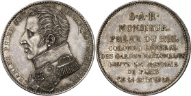 FRANCE
Louis XVIII (1814-1824). Module de 5 francs, visite de la Monnaie de Paris par Charles Philippe de France, Monsieur Frère du Roi, par Tiolier 1...