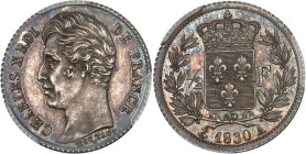 FRANCE
Charles X (1824-1830). 1/2 franc, tranche cannelée, Frappe spéciale (SP) 1830, A, Paris.
Av. CHARLES X ROI DE FRANCE. Tête nue à gauche, au-des...