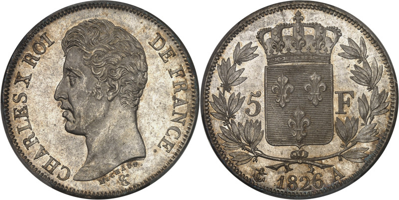 FRANCE
Charles X (1824-1830). 5 francs, 1er type 1826, A, Paris.
Av. CHARLES X R...