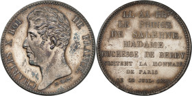 FRANCE
Charles X (1824-1830). Module de 5 francs, visite du Prince de Salerne et de Madame la duchesse de Berry à la Monnaie de Paris, par Tiolier 182...