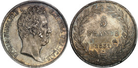 FRANCE
Louis-Philippe Ier (1830-1848). 5 francs tête nue, tranche en creux 1831, B, Rouen.
Av. LOUIS PHILIPPE I ROI DES FRANÇAIS. Tête nue à droite, s...