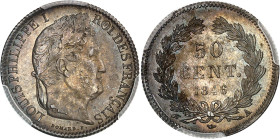 FRANCE
Louis-Philippe Ier (1830-1848). 50 centimes 1846, A, Paris.
Av. LOUIS PHILIPPE I ROI DES FRANÇAIS. Tête laurée à droite, signature DOMARD. F. 
...