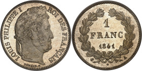 FRANCE
Louis-Philippe Ier (1830-1848). 1 franc tête laurée, Flan bruni (PROOF) 1841, A, Paris.
Av. LOUIS PHILIPPE I ROI DES FRANÇAIS. Tête laurée à dr...