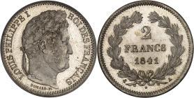 FRANCE
Louis-Philippe Ier (1830-1848). 2 francs, Flan bruni (PROOF) 1841, A, Paris.
Av. LOUIS PHILIPPE I ROI DES FRANÇAIS. Tête laurée à droite, signa...