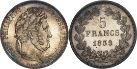 FRANCE
Louis-Philippe Ier (1830-1848). 5 francs, IIe type Domard, Flan bruni (PROOF) 1839, A, Paris.
Av. LOUIS PHILIPPE I ROI DES FRANÇAIS. Tête lauré...