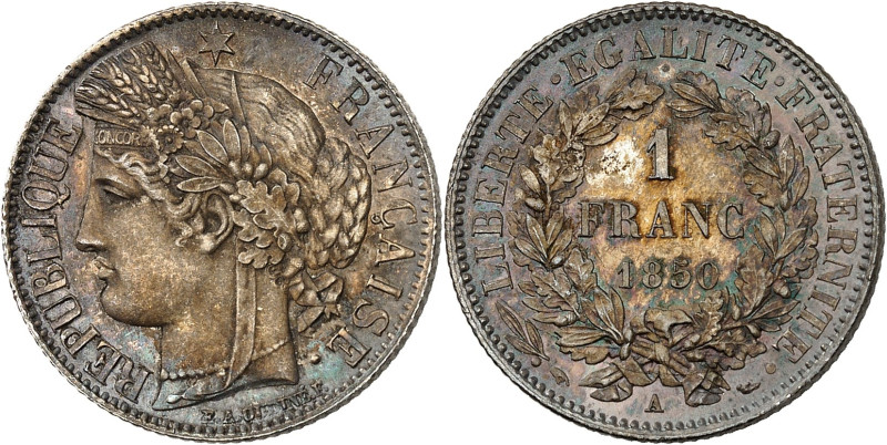 FRANCE
IIe République (1848-1852). 1 franc Cérès 1850, A, Paris.
Av. RÉPUBLIQUE ...