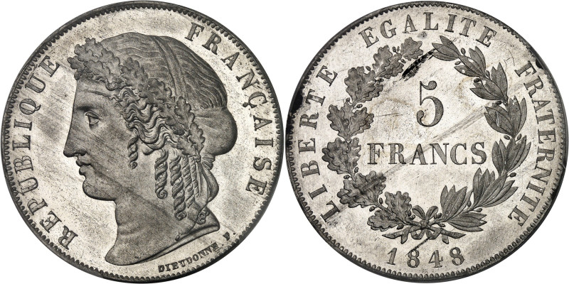 FRANCE
IIe République (1848-1852). Essai de 5 francs, concours de Dieudonné, Fra...