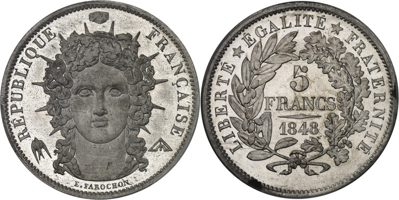 FRANCE
IIe République (1848-1852). Essai de 5 francs, 2e concours de Farochon, F...