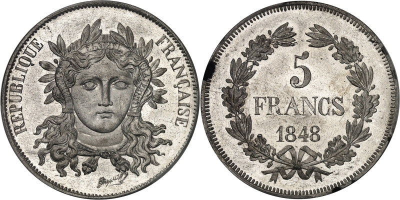 FRANCE
IIe République (1848-1852). Essai de 5 francs, 3e concours de Gayrard, Fr...