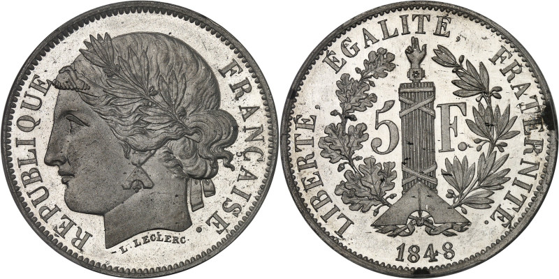 FRANCE
IIe République (1848-1852). Essai de 5 francs, concours de Leclerc, Frapp...