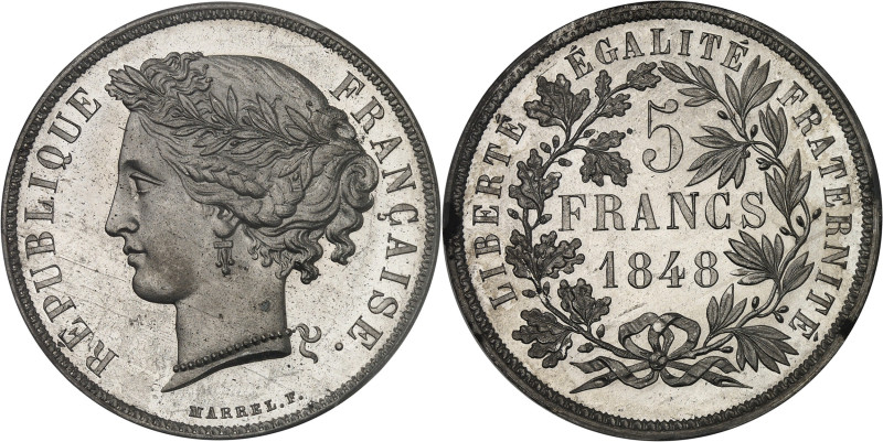 FRANCE
IIe République (1848-1852). Essai de 5 francs, concours de Marrel, Frappe...