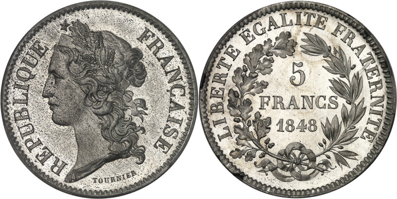 FRANCE
IIe République (1848-1852). Essai de 5 francs, concours de Tournier, Frap...