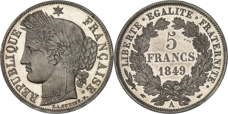 FRANCE
IIe République (1848-1852). 5 francs Cérès, Flan bruni (PROOF) 1849, A, P...