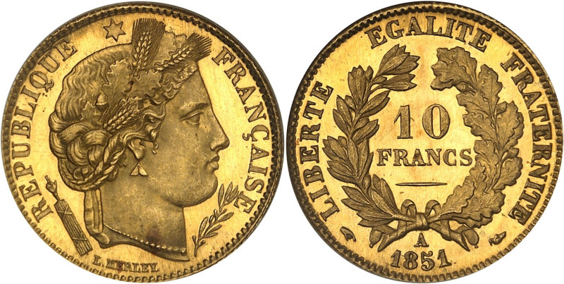 FRANCE
IIe République (1848-1852). 10 francs Cérès, Flan bruni (PROOF) 1851, A, ...