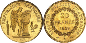 FRANCE
IIe République (1848-1852). 20 francs Génie 1849, A, Paris.
Av. RÉPUBLIQUE FRANÇAISE. Génie ailé de la République debout à droite, tenant un st...