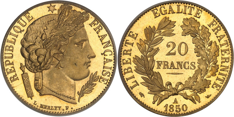 FRANCE
IIe République (1848-1852). 20 francs Cérès, Flan bruni (PROOF) 1850, A, ...