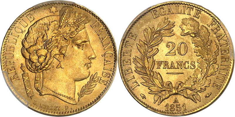 FRANCE
IIe République (1848-1852). 20 francs Cérès 1851, A, Paris.
Av. RÉPUBLIQU...