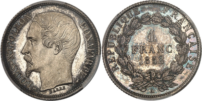 FRANCE
IIe République (1848-1852). 1 franc Louis-Napoléon Bonaparte, Flan bruni ...