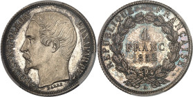 FRANCE
IIe République (1848-1852). 1 franc Louis-Napoléon Bonaparte, Flan bruni (PROOF) 1852, A, Paris.
Av. (différent) LOUIS-NAPOLEON BONAPARTE (diff...