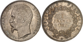 FRANCE
IIe République (1848-1852). 5 francs Louis-Napoléon Bonaparte 1852, BB, Strasbourg.
Av. (différent) LOUIS-NAPOLEON BONAPARTE (différent). Tête ...