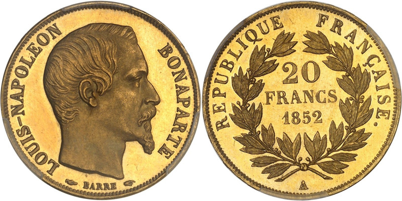 FRANCE
IIe République (1848-1852). 20 francs Louis-Napoléon Bonaparte, Flan brun...