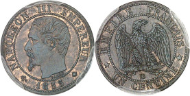 FRANCE
Second Empire / Napoléon III (1852-1870). Un centime tête nue 1855, BB, Strasbourg.
Av. NAPOLEON III EMPEREUR/ (différent) (date) (différent). ...