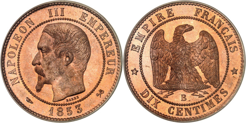 FRANCE
Second Empire / Napoléon III (1852-1870). Dix centimes tête nue 1853, B, ...