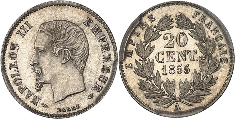 FRANCE
Second Empire / Napoléon III (1852-1870). 20 centimes tête nue, Flan brun...