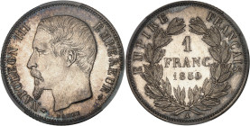 FRANCE
Second Empire / Napoléon III (1852-1870). 1 franc tête nue 1859, A, Paris.
Av. (différent) NAPOLEON III EMPEREUR (différent). Tête nue à gauche...