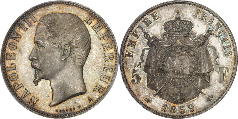 FRANCE
Second Empire / Napoléon III (1852-1870). 5 francs tête nue 1859, A, Pari...