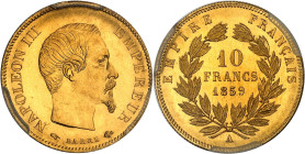 FRANCE
Second Empire / Napoléon III (1852-1870). 10 francs tête nue grand module 1859, A, Paris.
Av. NAPOLEON III EMPEREUR. Tête nue à droite, au-dess...
